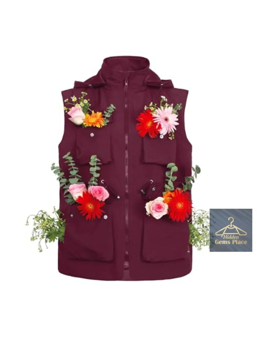 Women's Packable Military Utility Vest Windbreaker Waterproof Cargo with